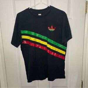 Adidas Vintage 90s Rasta 100% Cotton Short Sleeve Tee Shirt Large